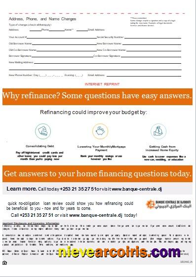 Djibouti Central Bank of Djibouti bank mortgage statement, 3 pages, 3